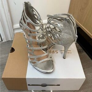 Call It Spring Shimmering Silver Strappy Heels